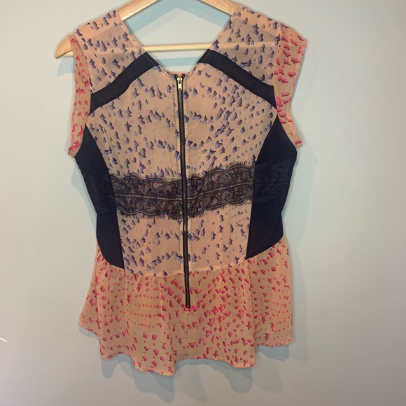 ANTHROPOLOGIE MAEVE PEPLUM Lace Sheer Blouse - Picture 5 of 6